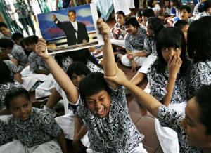 At his school in Jakarta