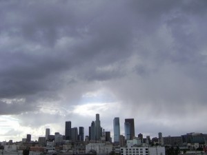 Clouds and Rain over Los Angeles, California